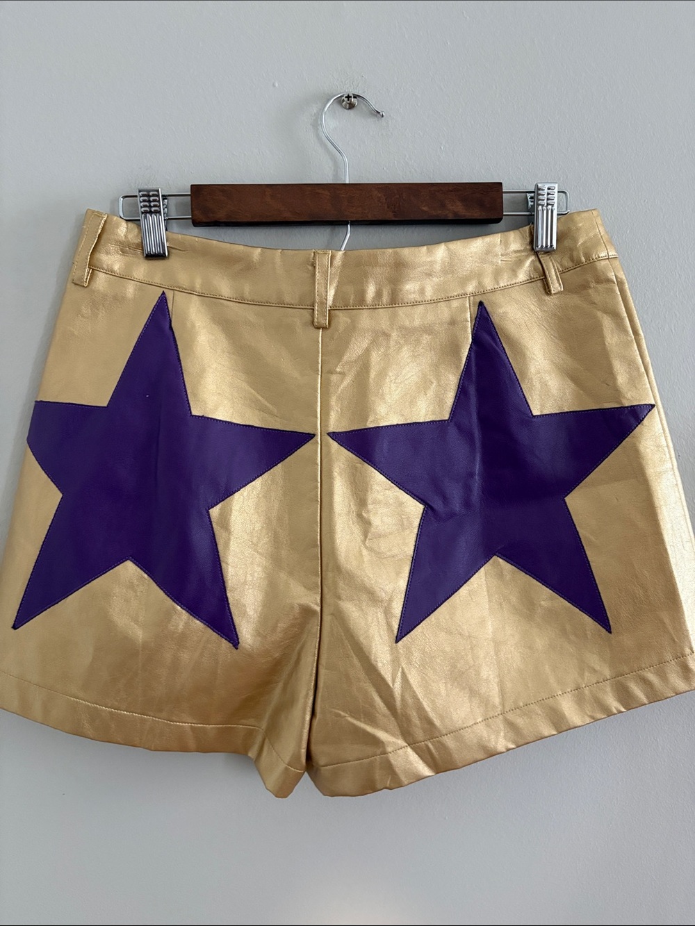 Sparkle City Women's Gold Shorts with Purple Stars NWOTs